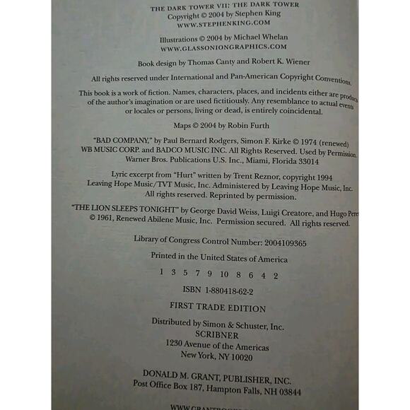 The Dark Tower VII 7 By Stephen King 1st Trade Edition 1st Printing Hardcover - Picture 6 of 9